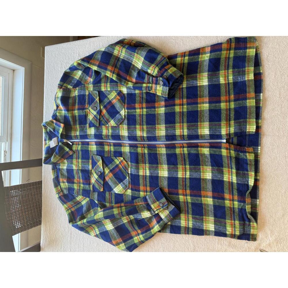 VTG Palmetto's Men's Plaid Flannel Zip Up Skater Shirt Jacket Shacket Medium